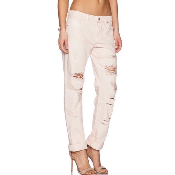 Blank NYC Ditz Distressed Pale Pink Denim Rock Cotton Boyfriend Jeans NWOT 30 - Picture 4 of 16